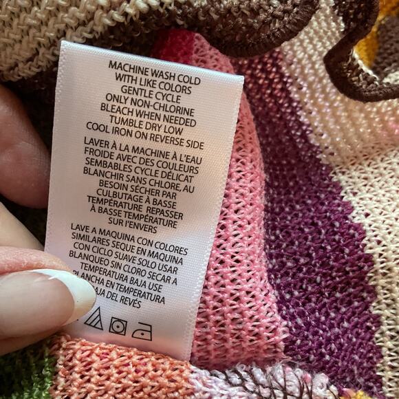 Almost Famous Multicolor Pink Striped Long Sleeve Cropped Top M - Picture 5 of 6